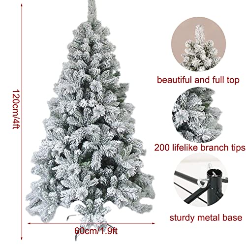 4/5/6/7FT Artificial Christmas Tree, Premium Spruce Snow Flocked Artificial Holiday Xmas Tree, Rich Branch Tips, Metal Stand, Christmas Decoration for Home, Office, Party,120cm/4ft - Medaid International
