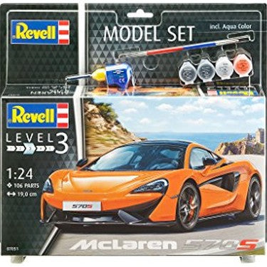 Revell - McLaren 570S Model Kit 1:25 for Beginners, Unpainted, 19.0 cm