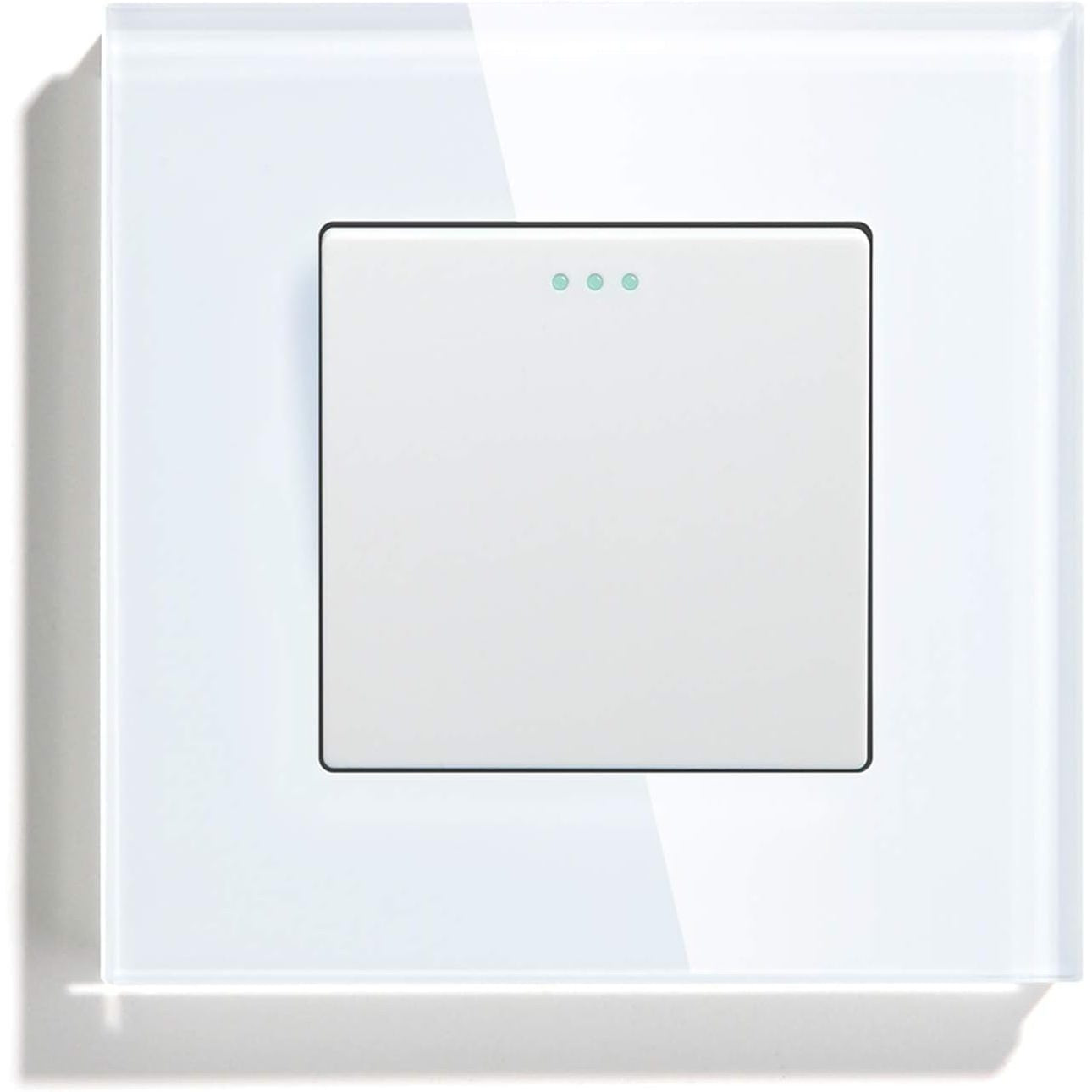 Bseed - Electrical Wall Light Switch with LED Backlight, Glass Faceplate, 10A Toggle