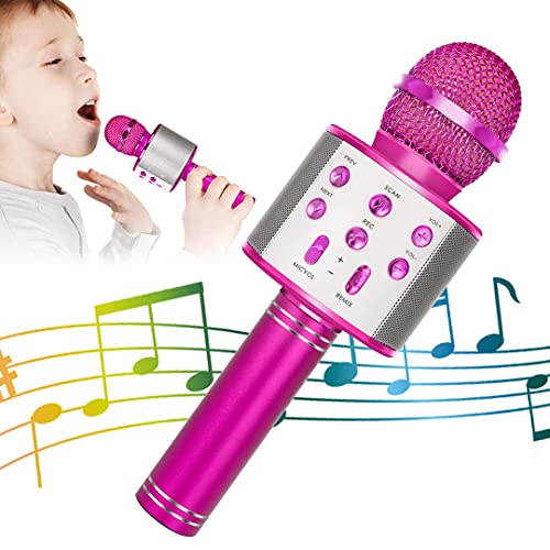 KIDWILL - Wireless Bluetooth Karaoke Microphone for Kids - Hot Pink