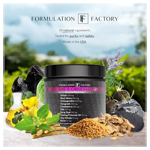 Formulation Factory She's Obsessed: 10-in-1 Hormone Balance Maximizer with Shilajit, Maca, Ashwagandha, DIM, Dong Quai, Zinc & More for Vitality & Balance – 120 Capsules 2 Months - Medaid International
