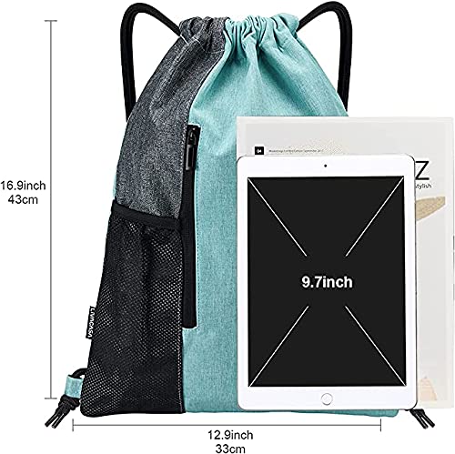 LIVACASA - Water-Repellent Gym Sack with Mesh Pocket & Earphones Hole