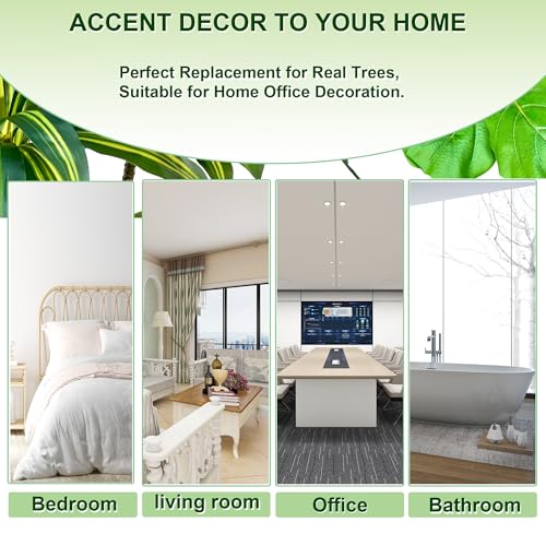 6ft Fiddle Leaf Fig Tree Artificial - Faux Ficus Lyrata Plant with Realistic Leaves in White Planter, Indoor Outdoor Fake Tree for Home Office Living Room Decor - Medaid International