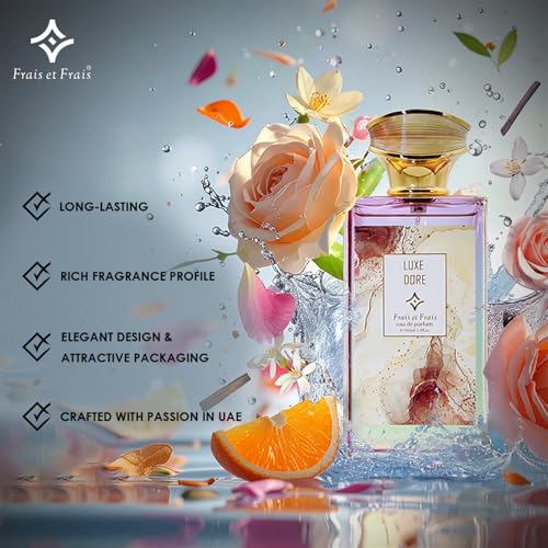 Frais et Frais Luxe Doré Perfume 100ML - Eau de Parfum - Women's Floral Fragrance with Gardenia, Orange Blossom & Patchouli - Medaid International