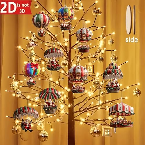 10pcs Santa Claus Parachute Handmade Ornament Set - Classic Christmas Decorations for Home and Garden, Festive - Medaid International