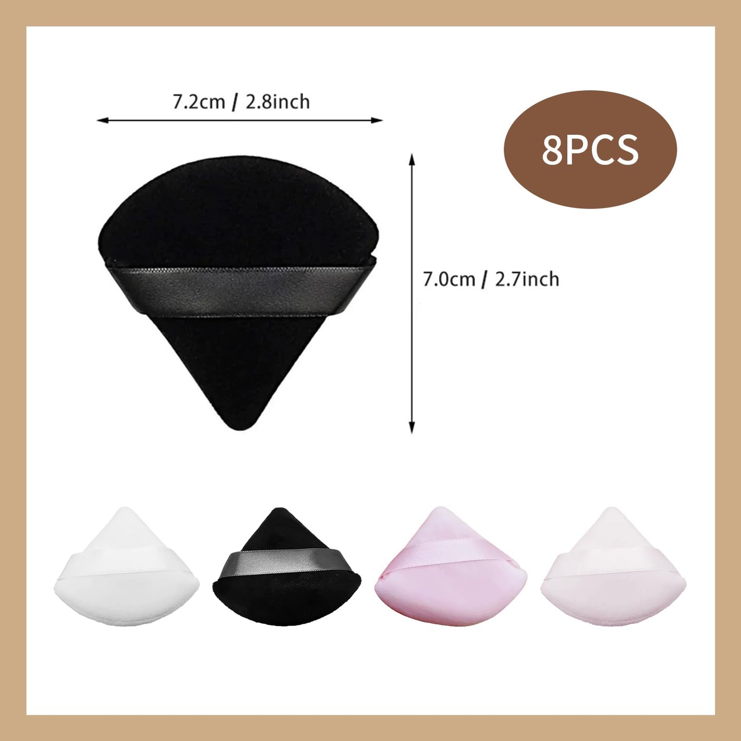 8Pcs Powder Puff Triangle Makeup Puff Face Foundation Tool for Women Soft Puff Makeup Blender Sponge- Pink - Medaid International