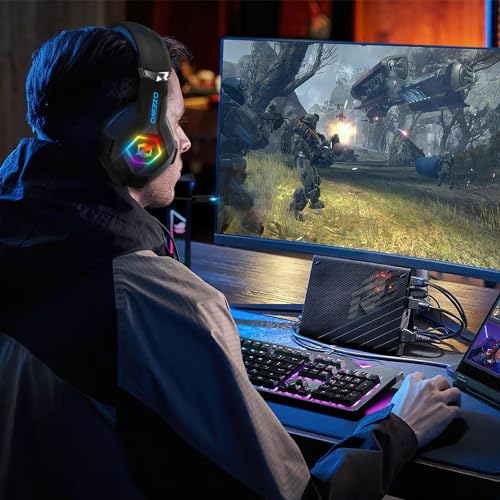 Ozeino - 7.1 Surround Sound Gaming Headset with Noise Cancelling Mic & RGB Light