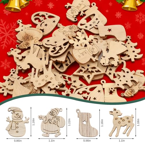 50 Piece Classic Christmas Hanging Ornaments Set - Santa Claus,Snowman,Reindeer,Christmas Tree,Snowflakes & More Designs for Festive Decoration - Medaid International