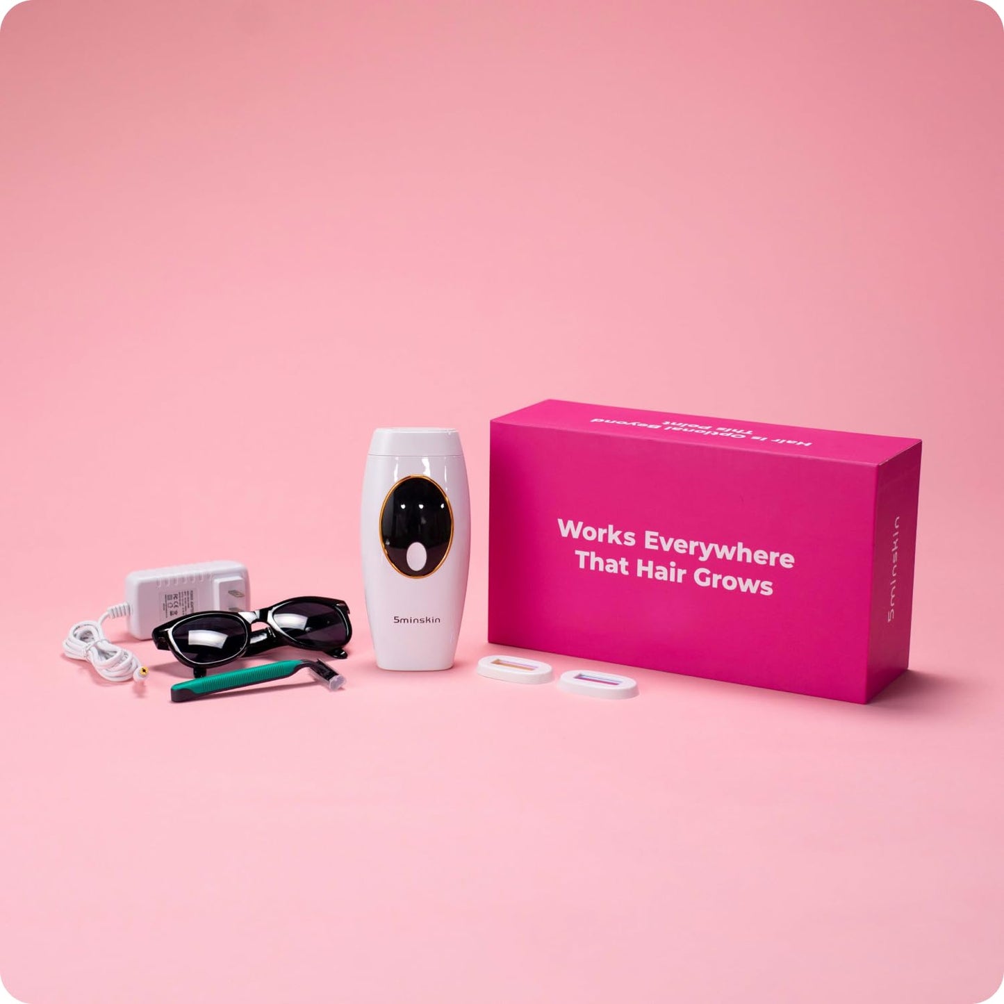 5minskin Hair Laser Removal Handset 2.0 - IPL Facial Hair Removal | At-Home Light Hair Removal Women, Men | 999,999 Flashes | Painless Hair Remover - Medaid International