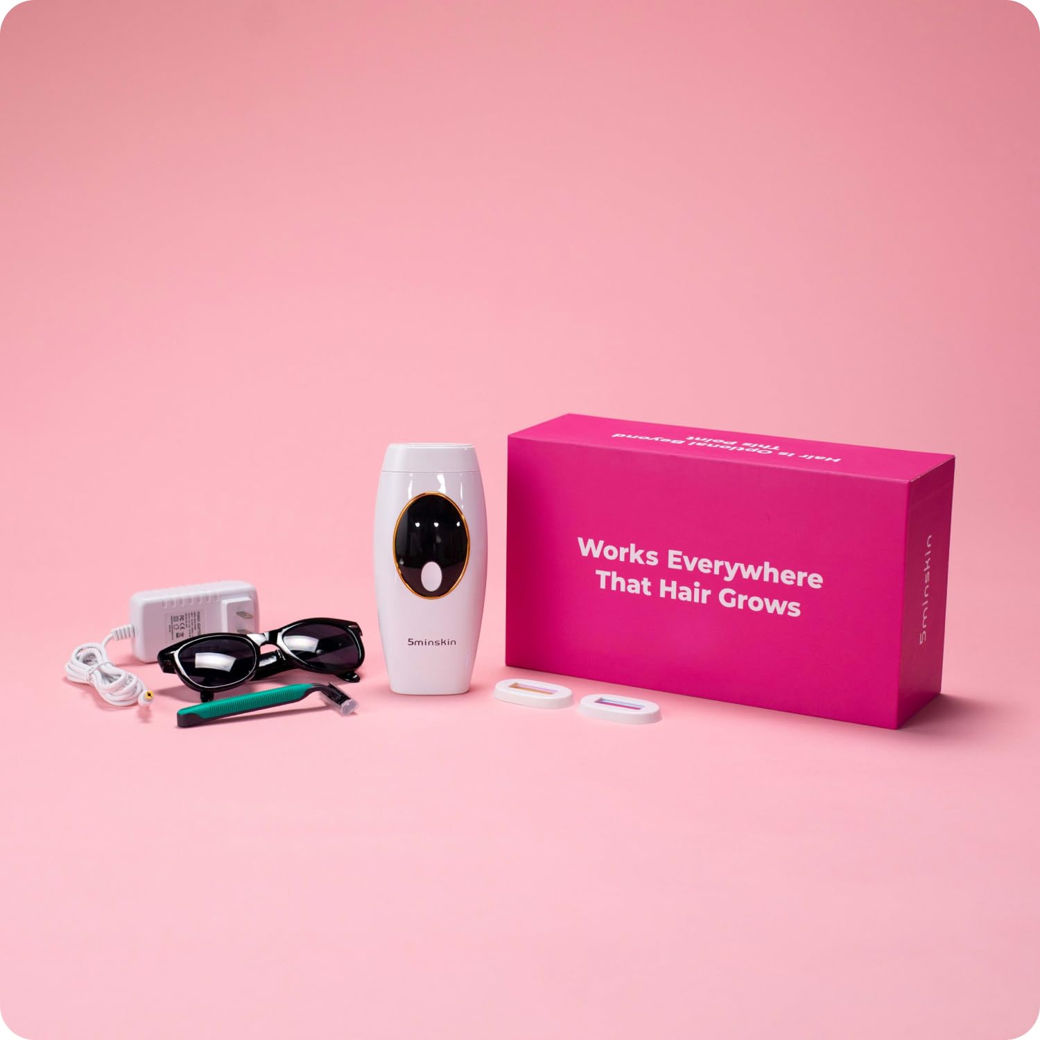 5minskin Hair Laser Removal Handset 2.0 - IPL Facial Hair Removal | At-Home Light Hair Removal Women, Men | 999,999 Flashes | Painless Hair Remover - Medaid International