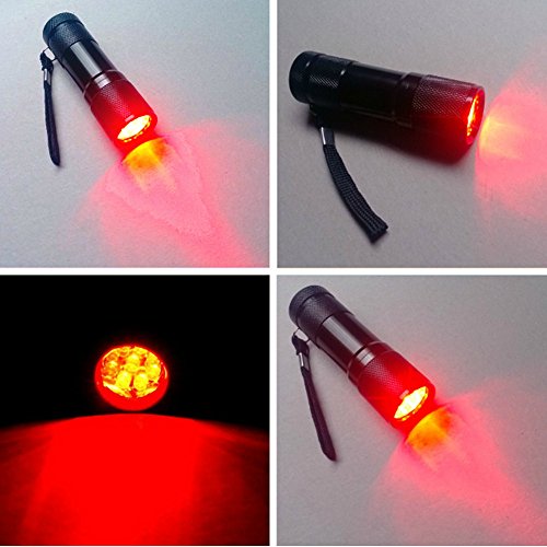 Dorekin - 9 LED Waterproof Flashlight with Red Light for Astronomy & Camping