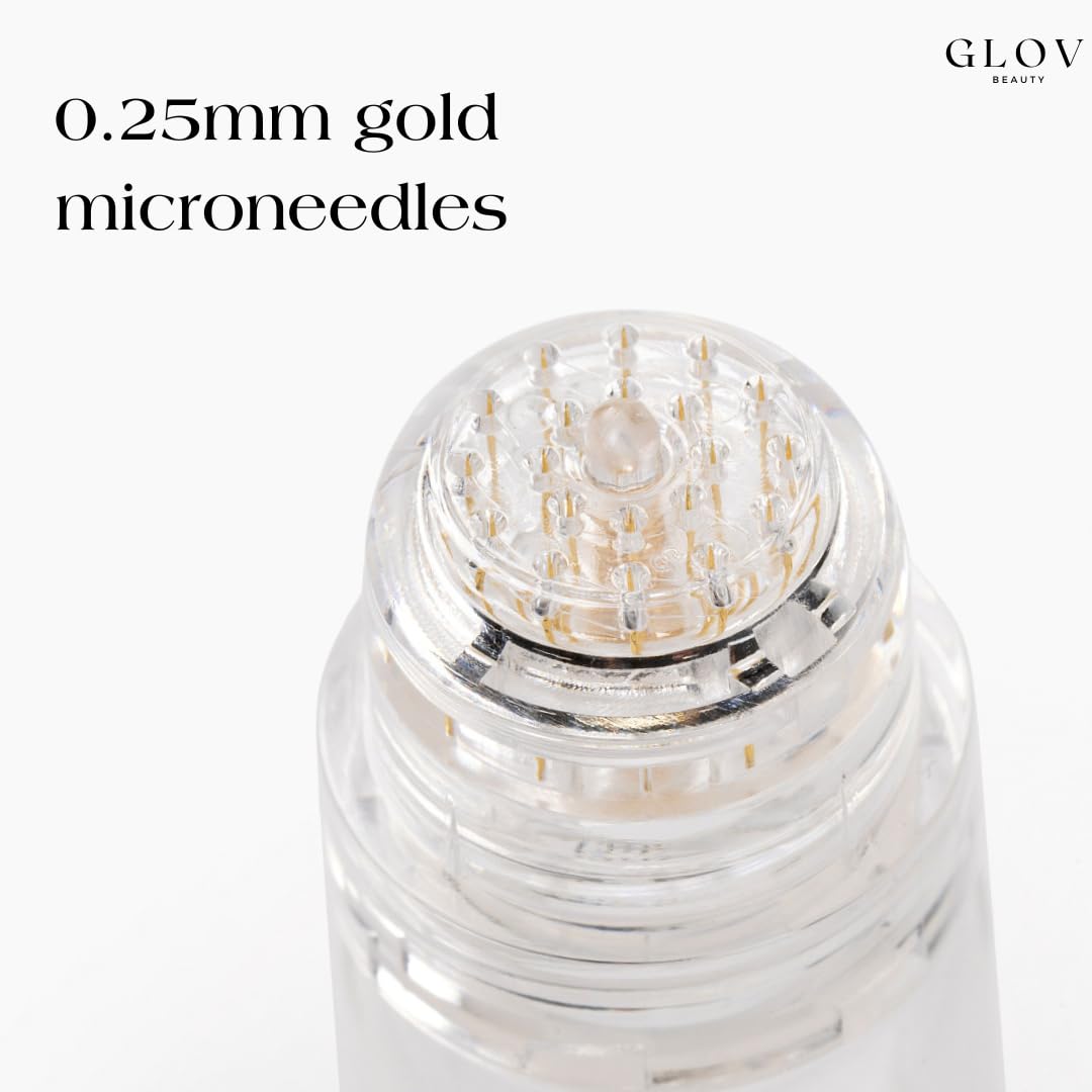 Glov Beauty Micro Infusion Hair Renewal Kit – 0.25mm Gold Derma Stamp with Hyaluronic Acid, Peptide & Botanical Serum Ampoules | Hydrating Scalp Treatment for Fuller, Thicker-Looking, Healthier Hair - Medaid International