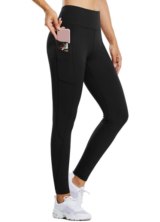 baleaf Fleece Lined Leggings Women Waterproof Thermal Winter Hiking Pants Warm Tights Skiing Running Yoga Travel Gear Black M - Medaid International