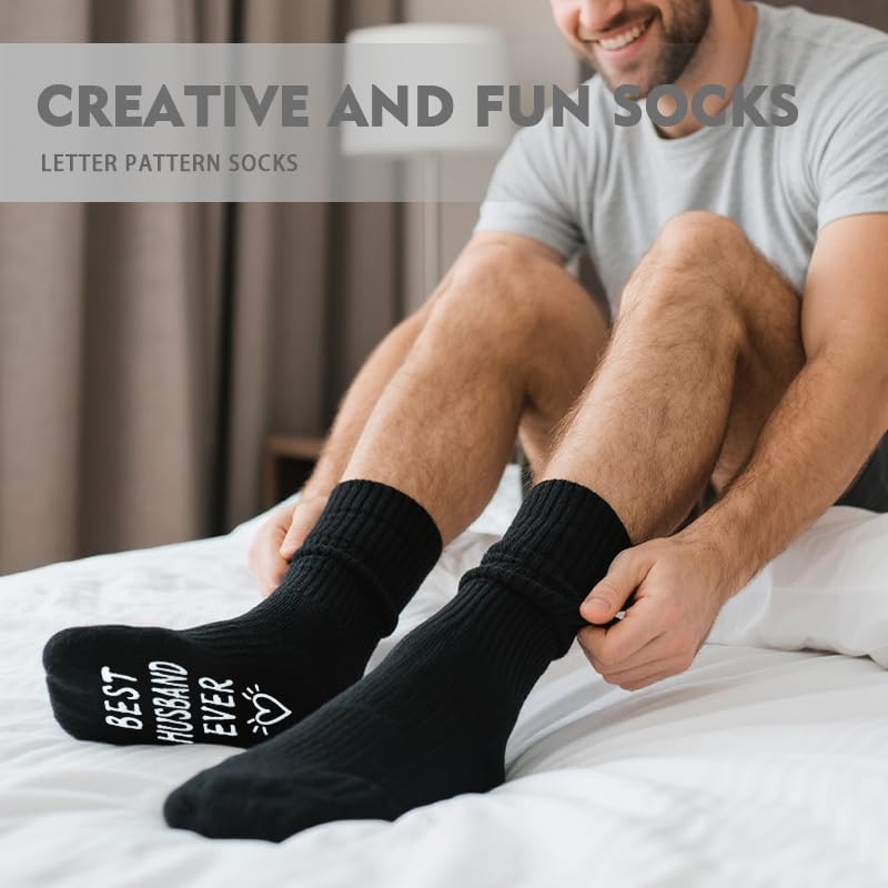 Sudaporn Husband Sock Gifts for Him Hubby Anniversary Birthday Christmas Gifts from Wife Wifey, Hubby Crew Socks for Father Day Gift Husband Soft Sock Christmas Xmas Stocking Stuffer - Medaid International