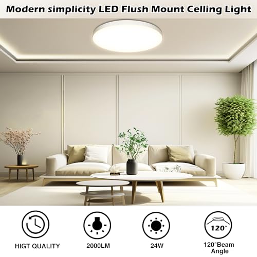 Ouila - LED Ceiling Light 24W 2000LM, IP44 Rated, 4000K for Bathrooms & More