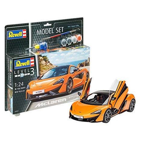 Revell - McLaren 570S Model Kit 1:25 for Beginners, Unpainted, 19.0 cm