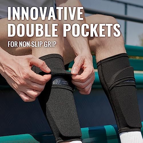 Northdeer Soccer Shin Guards for Kids Adults. Sleeves with Optimized Insert Pocket - Protective Soccer for Boys Girls Men|B09SHB7XK6