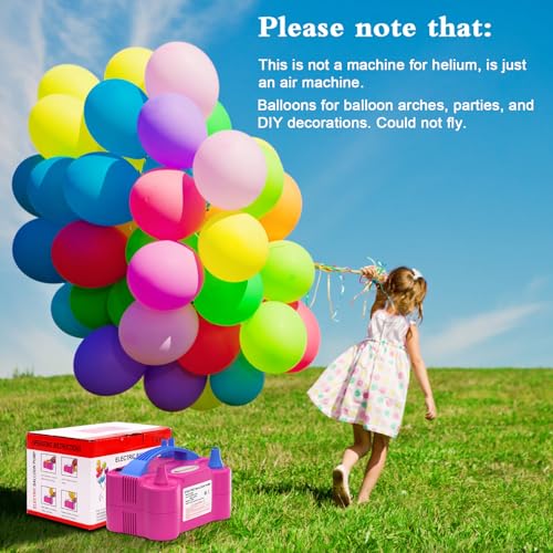 IDAODAN Electric Balloon Pump, Portable Electric Balloon Blower Machine Balloon Air Pump Dual Nozzle Rose Red 110V 600W Balloon Inflator for Party Decorations|B0DTT52MDK
