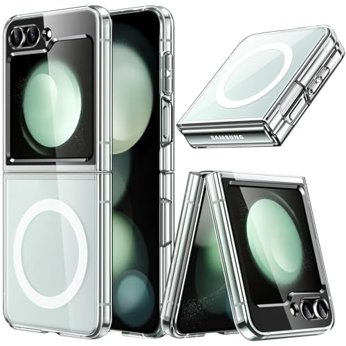 JETech - Magnetic Case for Galaxy Z Flip 5, MagSafe Compatible, Transparent Hard PC, Anti-Scratch