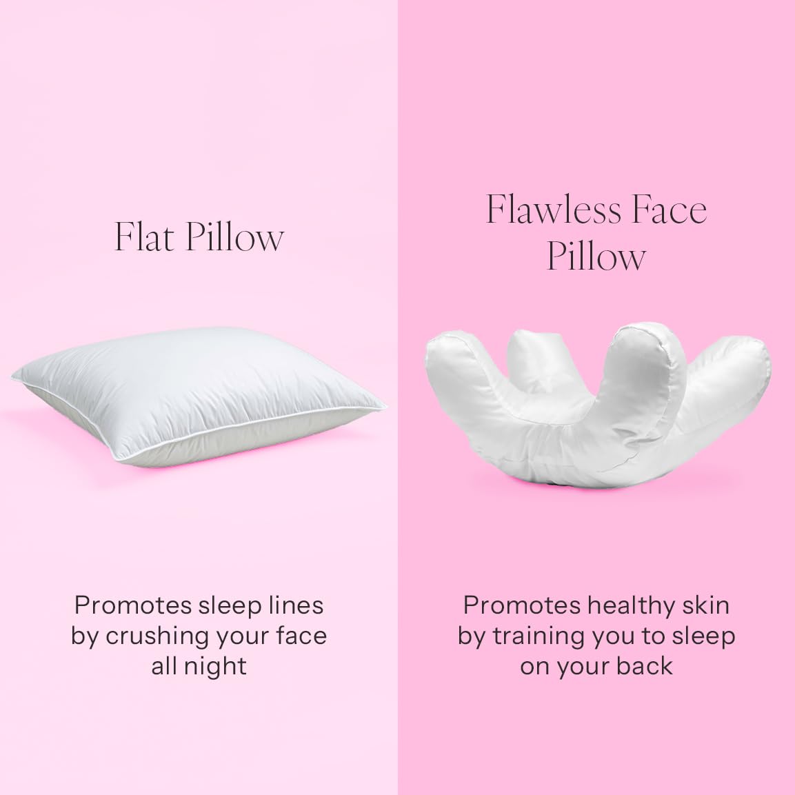 Flawless Face Pillow + Free White Satin Pillowcase! Beauty Sleep, Anti Wrinkles-Aging, Back Sleeping - Medaid International