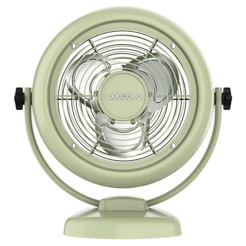 Cecotec - EnergySilence 800 RetroDesk Fan, 20W, 25cm, 2 Speeds, Green