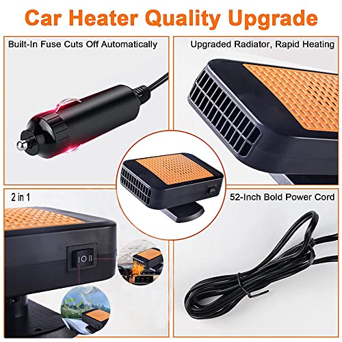 Comblu - 12V Portable Car Heater Fan, Anti-Fog Defroster, 2-in-1 Heating/Cooling