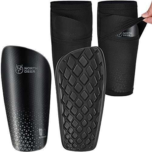 Northdeer Soccer Shin Guards for Kids Adults. Sleeves with Optimized Insert Pocket - Protective Soccer for Boys Girls Men|B09SHB7XK6