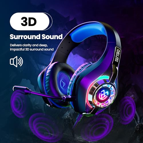 Tatybo - Gaming Headset with Noise Canceling Mic, Deep Bass, Crystal Surround Sound