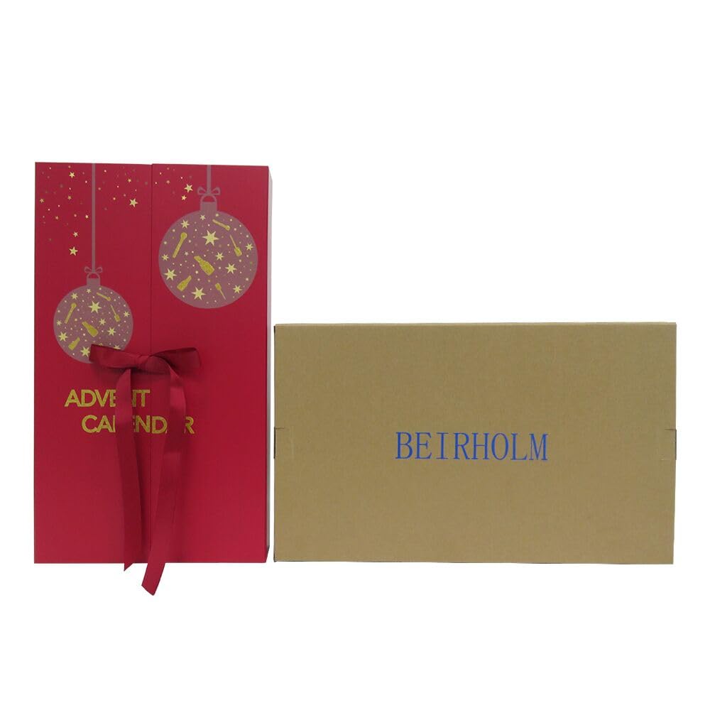 Empty 2025 24 Days Advent Calendar Large to Fill Cosmetics, Makeup, Perfume Packaging Paper Box, Valentin's Day EID Ramadan Gifts Cardboard (Red) - Medaid International
