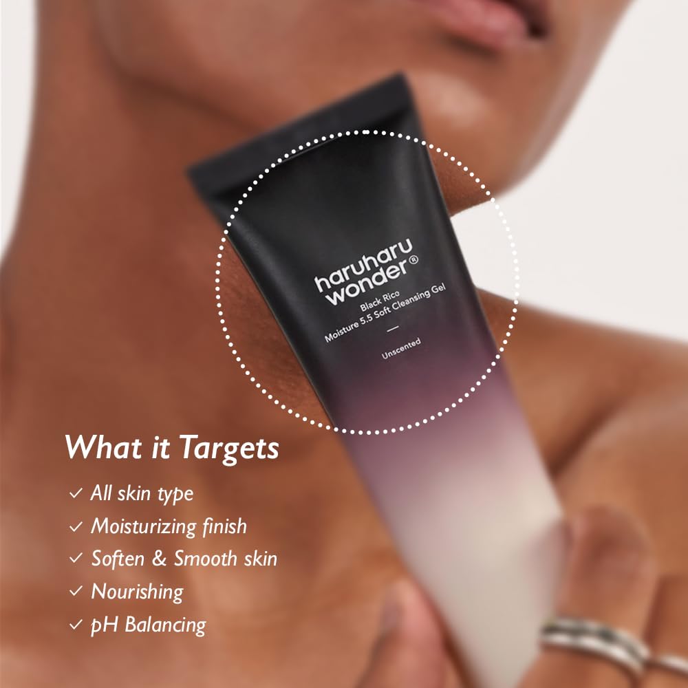 HARUHARU wonder Black Rice Moisture 5.5 Soft Cleansing Gel, Gentle Daily Cleanser, Low 5.5pH, Moisture Balance, Soap Free, For Sensitive Skin, Holiday Stocking Stuffer, Vegan, Cruelty-Free, 3.4 fl.oz - Medaid International
