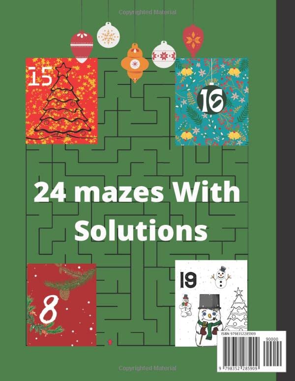 Advent Calendar maze: Puzzle Book Countdown to Christmas medium difficulty With Solutions ,High-quality color Interior | Advent and Xmas Gifts Idea for Adults,Teens and Kids ( - Medaid International