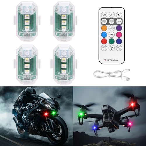 Jinruitop - 4PCS Wireless LED Strobe Lights, Remote Control, 8 Colors, Waterproof