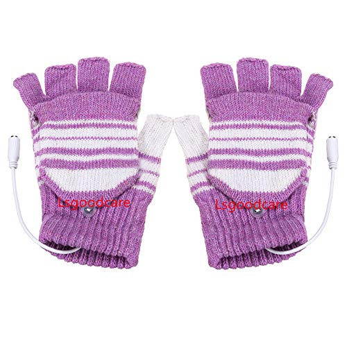 Lsgoodcare - Purple USB Fingerless Heating Gloves for Warmth & Comfort