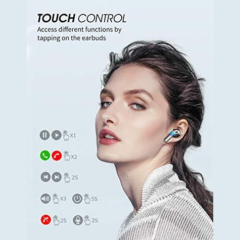 Tiksounds - Wireless Earbuds with Microphone, IPX7 Waterproof, 35H Playtime, LED Display
