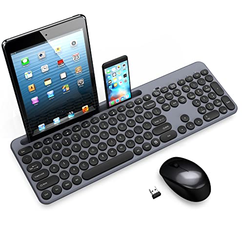 Leadsail - Wireless Keyboard and Mouse Combo with Ergonomic Design, Phone Holder, 2.4GHz Connectivity
