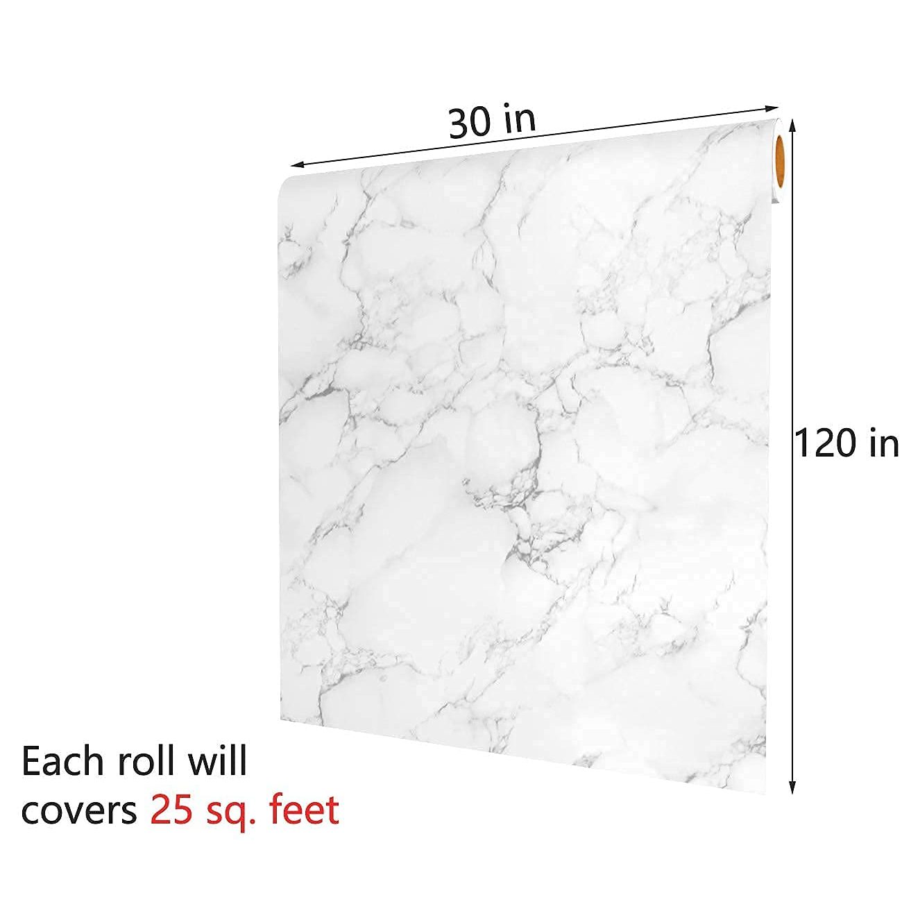 Decotalk 30 x 120 inch Marble Contact Paper Self Adhesive Wallpaper Stick and Peel Grey White Granite Countertop Contact Paper Decorative Wall Paper for Kitchen Backsplash Cabinets Island Furniture - Medaid International