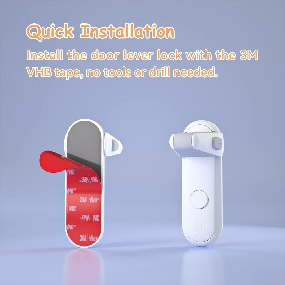 Door Lever Locks for Childproof & Petproof, Door Handle Locks for Toddlers, Baby Door Safety Locks for Toddlers (White) - Medaid International