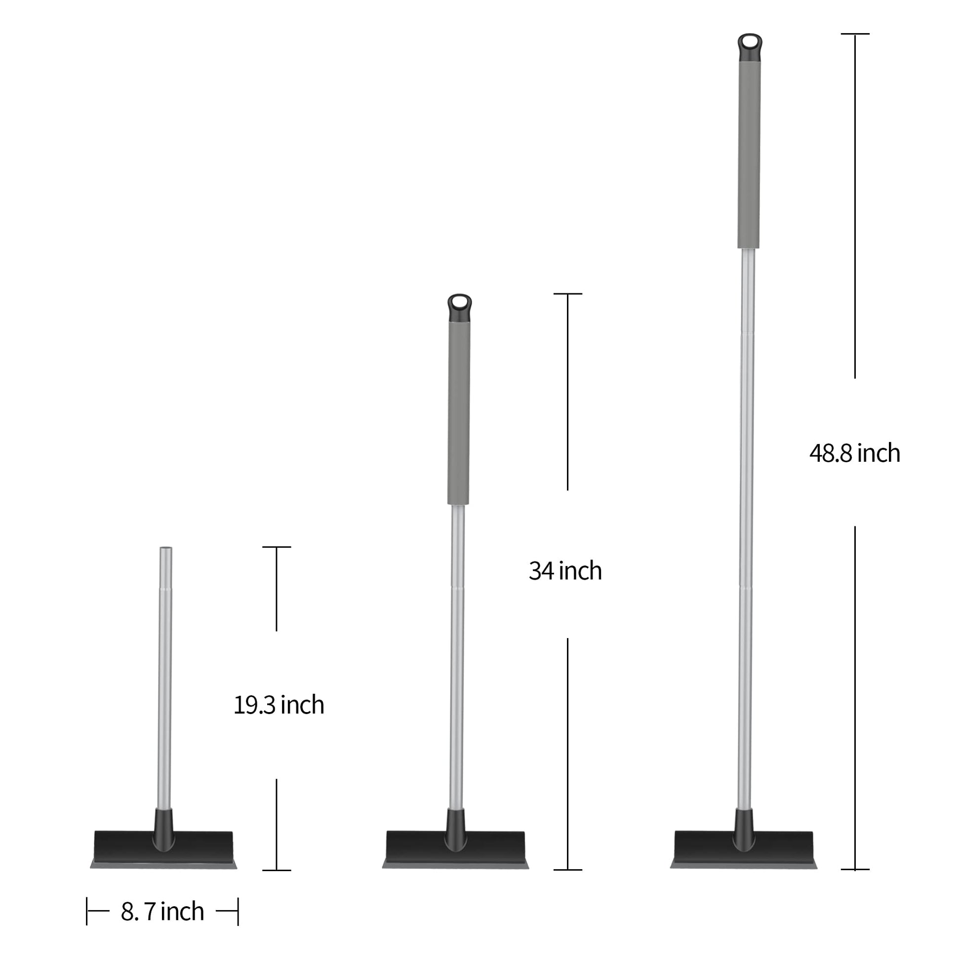 MR.SIGA Floor Scrub Brush with Long Handle, 2 in 1 Scrubber and Squeegee for Cleaning Bathroom, Patio, Garage, Wall, Tile with Stiff Bristles - Medaid International