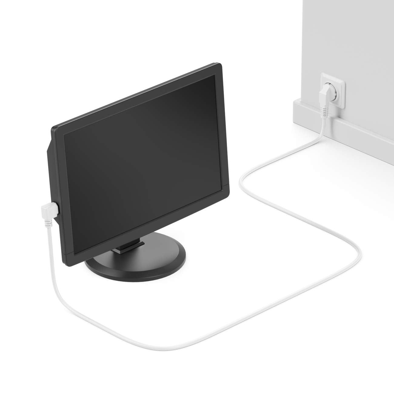 deleyCON 10m Câble d'alimentation Contact de Protection Fiche Type F (CEE 7/4) 90° Coudée au Connecteur d'alimentation C13 Femelle 90° Coudée à Droite pour PC Moniteur Ordinateur Beamer - Blanc - Medaid International