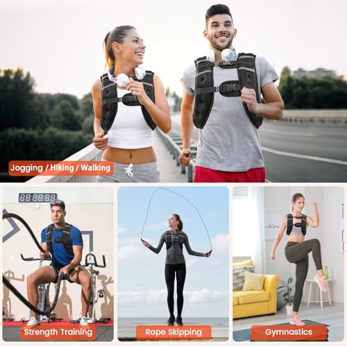 Weighted Vest, 6lb/8lb/12lb/16lb/20lb/25lb/30lb Weight Vest for Men Women, Body Weight Vests Adjustable with Reflective Stripe for Strength Training, Running, Training Workout, Jogging, Walking|B0DP8FQD18