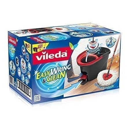 Vileda 163420 - Juego de fregona y Cubo con Pedal de Pie, Mango telescópico 85-125 cm, fregona de Suelo con escurridor Giratorio, Cabezal de fregona de Microfibra 2 en 1, Multicolor, 163420 - Medaid International