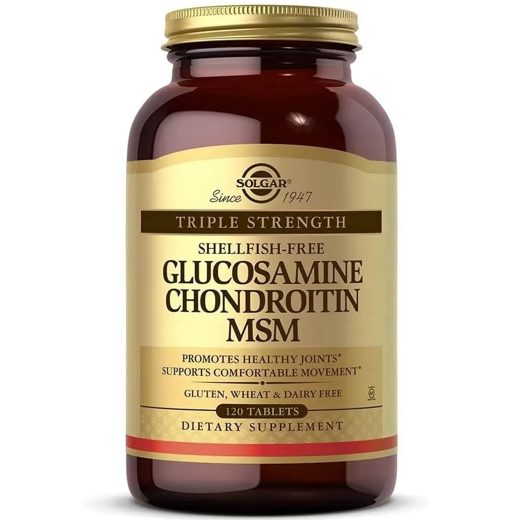 Solgar Triple Strength Glucosamine Chondroitin MSM, 120 Tablets - Promotes Healthy Joints, Supports Comfortable Movement - Shellfish Free - Gluten Free, Dairy Free - 60 Servings - Medaid International