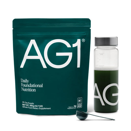 AG1 Greens Powder Supplement | Improve Gut Health | Multivitamin, Probiotic, Gluten Free, Vegan and Keto Friendly | Shaker & Scoop Included | 75 Vitamins (Athletic Greens), Classic Formula - Medaid International