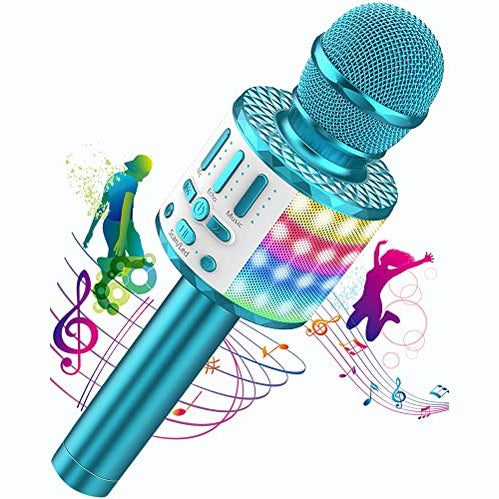 Micqutr - Wireless Bluetooth Karaoke Microphone with LED Lights, Portable Design
