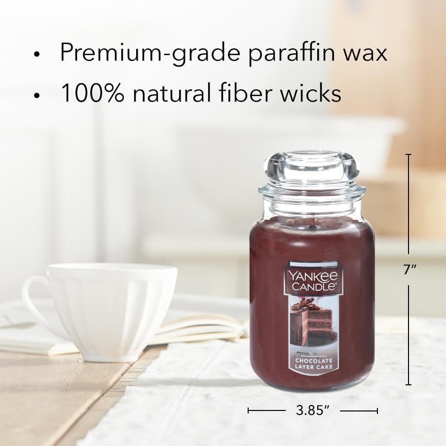 Yankee Candle Chocolate Layer Cake Scented, Classic 22oz Large Jar Single Wick Candle, Over 110 Hours of Burn Time - Medaid International