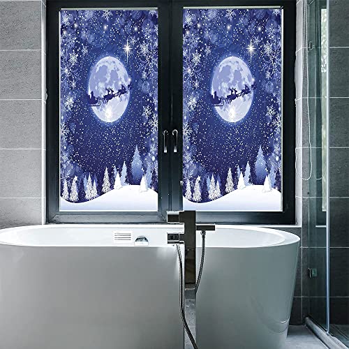 Christmas Privacy Window Film, Christmas Style Print, Glass Film for Home Office Living Room, W23.6 x L59 Inch - Medaid International