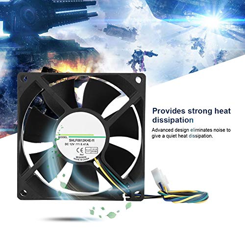 Ashata - 8CM PWM CPU Cooling Fan, DC12V, 0.41A, Temperature Control
