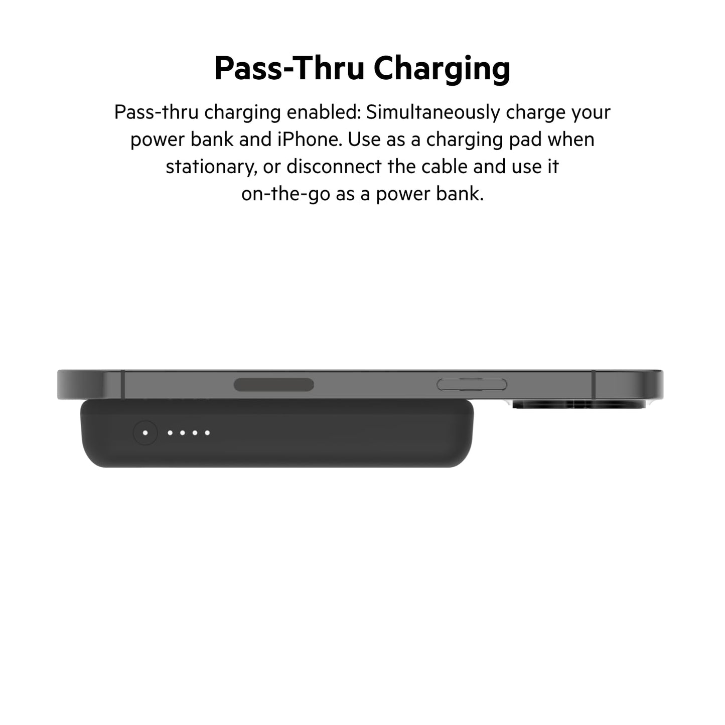 Belkin Portable Charger, Wireless Power Bank 5000 mAh MagSafe Charger 7.5W, Built-in Pop-up Kickstand - Compatible w/iPhone 17, Air, Pro, ProMax, AirPods, Apple Watch, Google Pixel 10, etc. - Black - Medaid International
