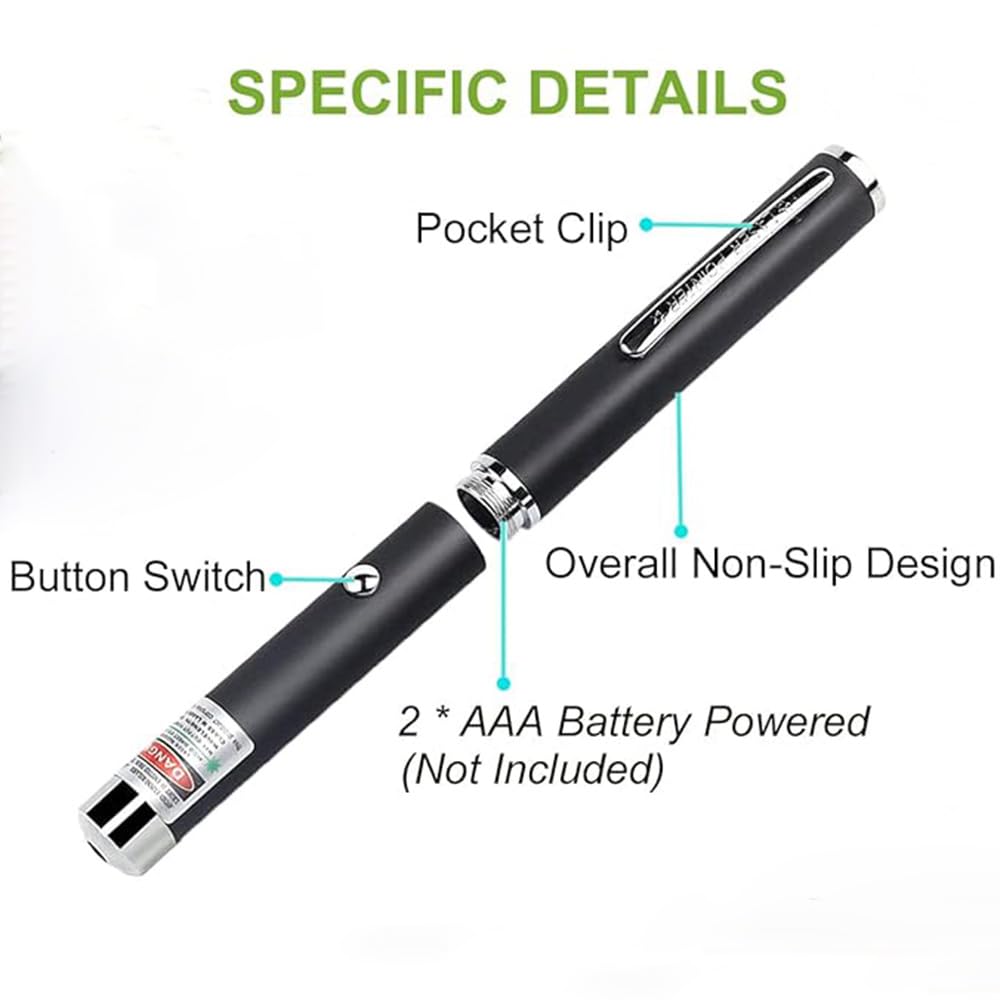 CHUQIANTONG Laser Pointer Cat Toys Red Laser Presentation Remotes for Indoor Classroom Interactive Teaching (Red, Without Battery 1 Pack) - Medaid International