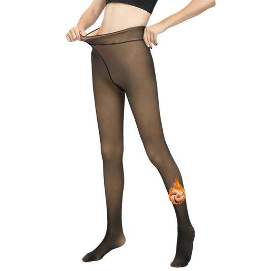 Mitid Fleece Lined Tights Women Leggings Thermal Pantyhose Fake Translucent Opaque High Waisted Winter Warm Sheer Tight - Medaid International